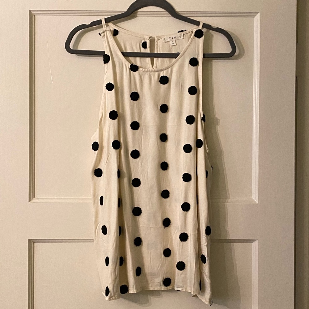 VICI Cream and Black Pom Tank